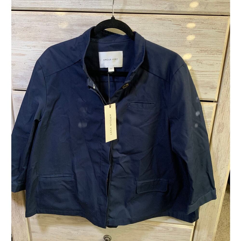 Amour Vert Ambrie Navy Canvas Utility Jacket - Size L - NWT - Picture 2 of 5